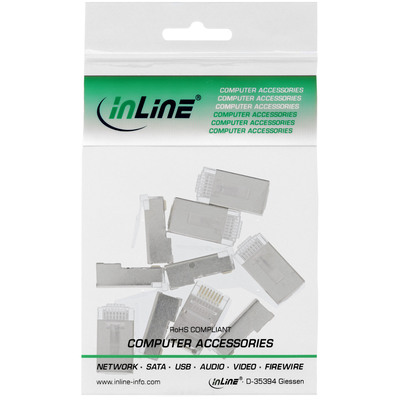 InLine® Modularstecker 8P8C RJ45 zum Crimpen auf Rundkabel, geschirmt, 10er Pack (Produktbild 2)
