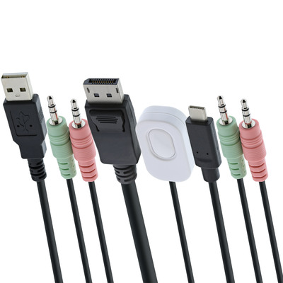 InLine® KVM Switch, 2-fach, USB-C+DP zu DisplayPort, 4K, Audio, integr. Kabel (Produktbild 2)