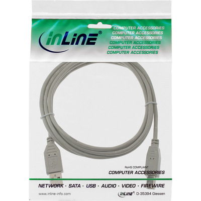 InLine® USB 2.0 Kabel, A an B, beige, 3m (Produktbild 11)