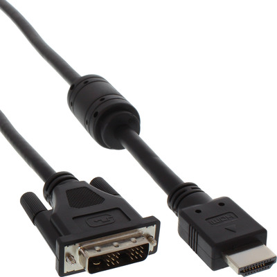 InLine® HDMI-DVI Adapterkabel, 19pol Stecker auf 18+1 Stecker, mit Ferrit, 1m (Produktbild 1)