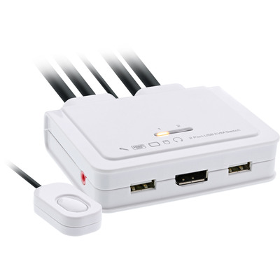 InLine® KVM Switch, 2-fach, USB-C+DP zu DisplayPort, 4K, Audio, integr. Kabel (Produktbild 1)