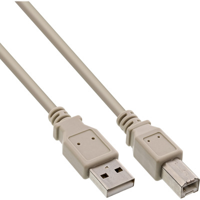 InLine® USB 2.0 Kabel, A an B, beige, 3m (Produktbild 1)