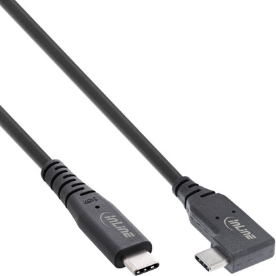 InLine® USB4 Kabel, USB-C, einseitig gewinkelt, PD 240W, 8K60Hz, TPE schwarz, 1,5m